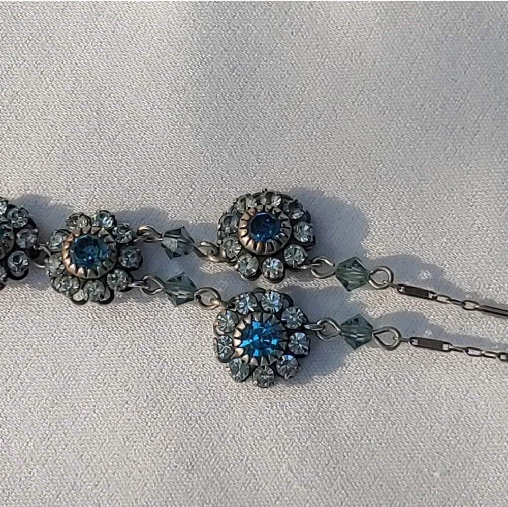 Liz Palacios Dazzling Silver and Blue Crystal Necklace - Picture 8 of 10